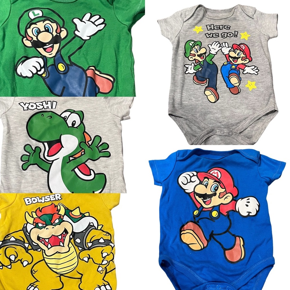 Set of 5 Mario Brothers bodysuits | size 3-6 months